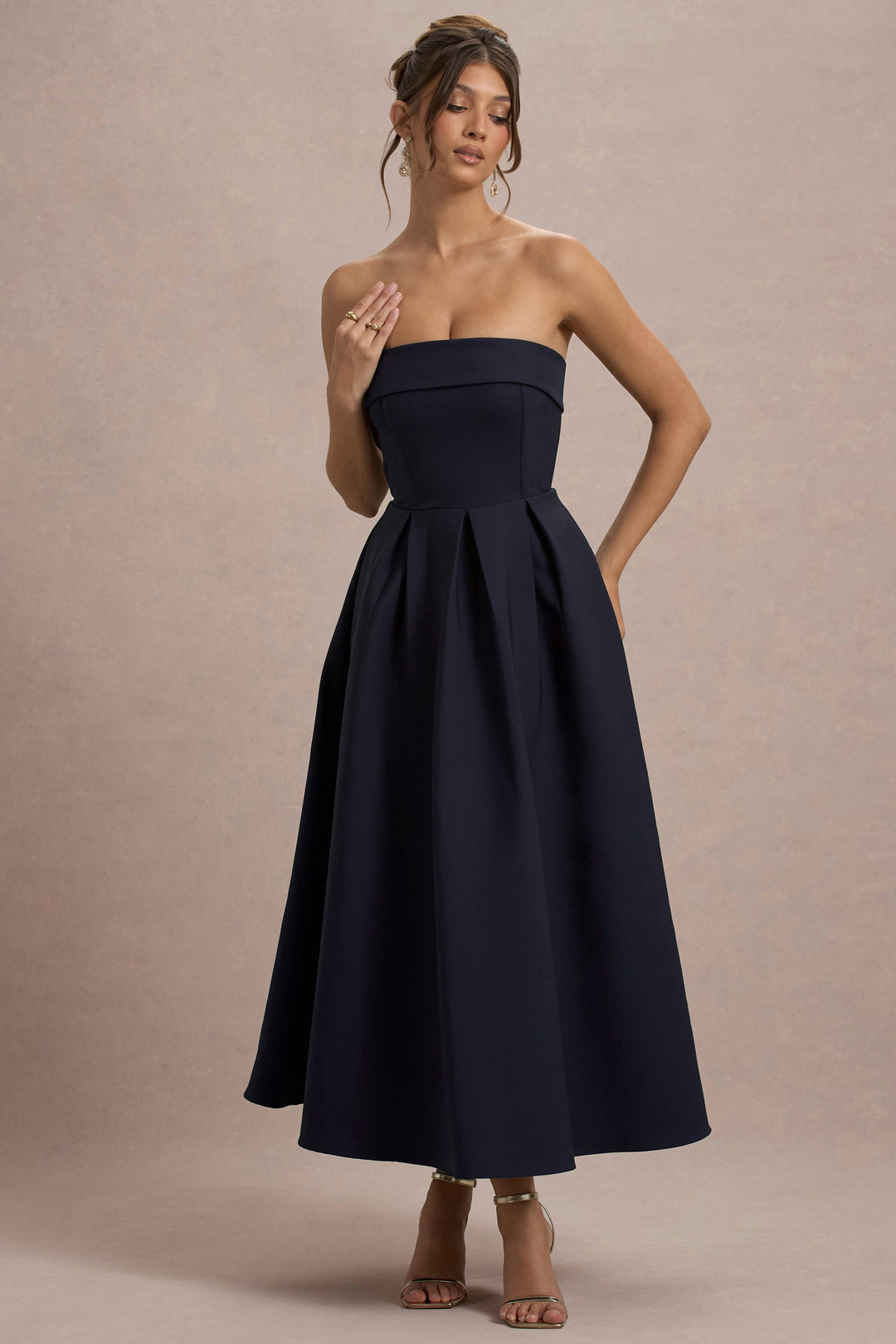 ANNE | Schulterfreies Midikleid für Hochzeitsgäste