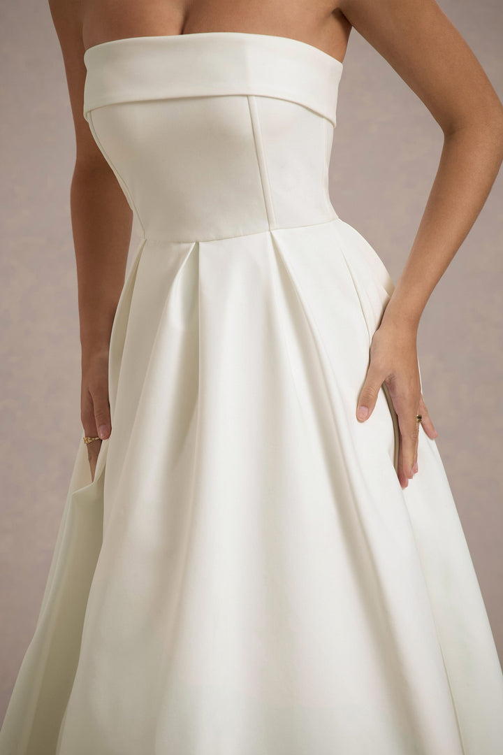ANNE | Schulterfreies Midikleid für Hochzeitsgäste