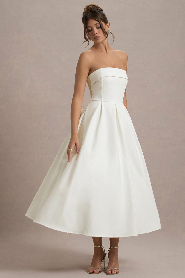 ANNE | Schulterfreies Midikleid für Hochzeitsgäste