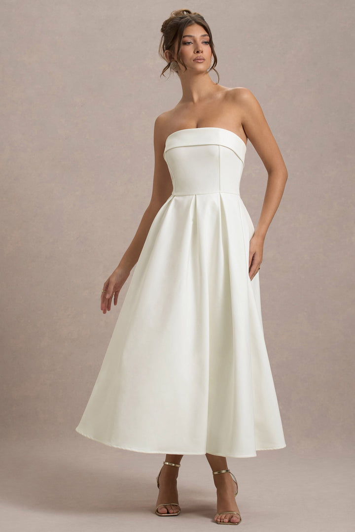 ANNE | Schulterfreies Midikleid für Hochzeitsgäste