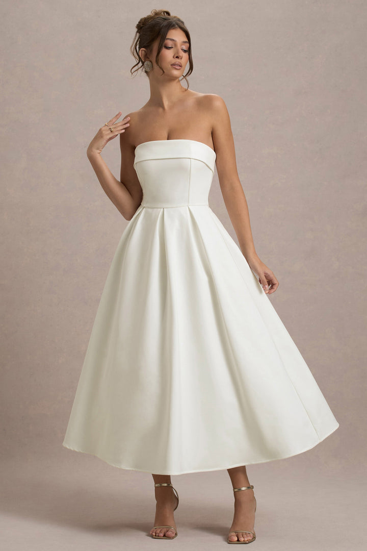 ANNE | Schulterfreies Midikleid für Hochzeitsgäste