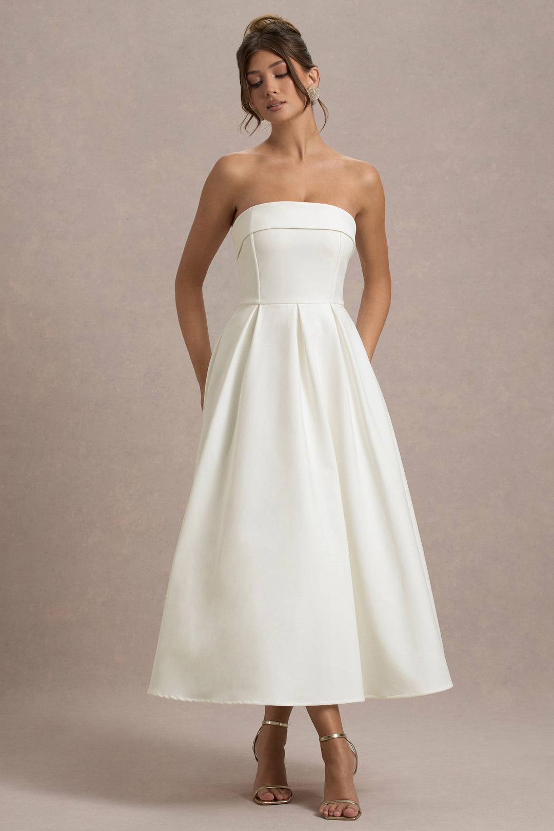 ANNE | Schulterfreies Midikleid für Hochzeitsgäste