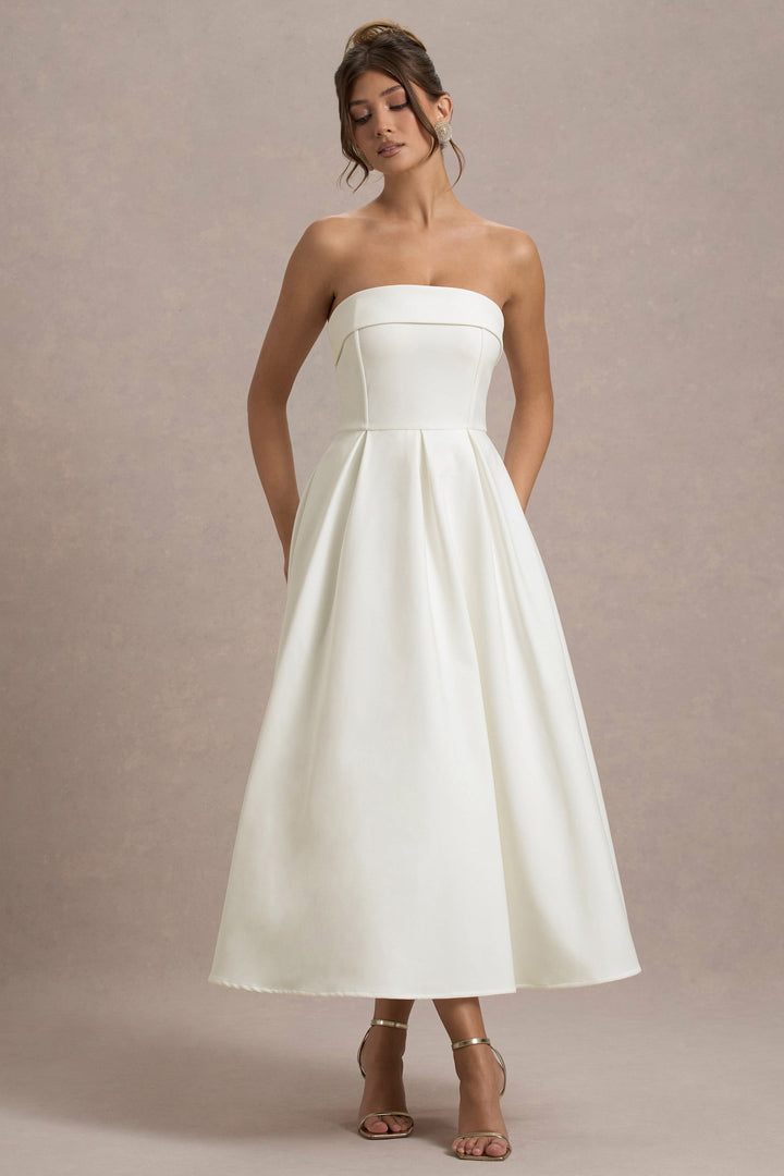 ANNE | Schulterfreies Midikleid für Hochzeitsgäste