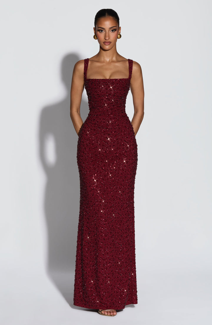 ROSALIND | Glamouröses Maxikleid mit Eckigem Ausschnitt