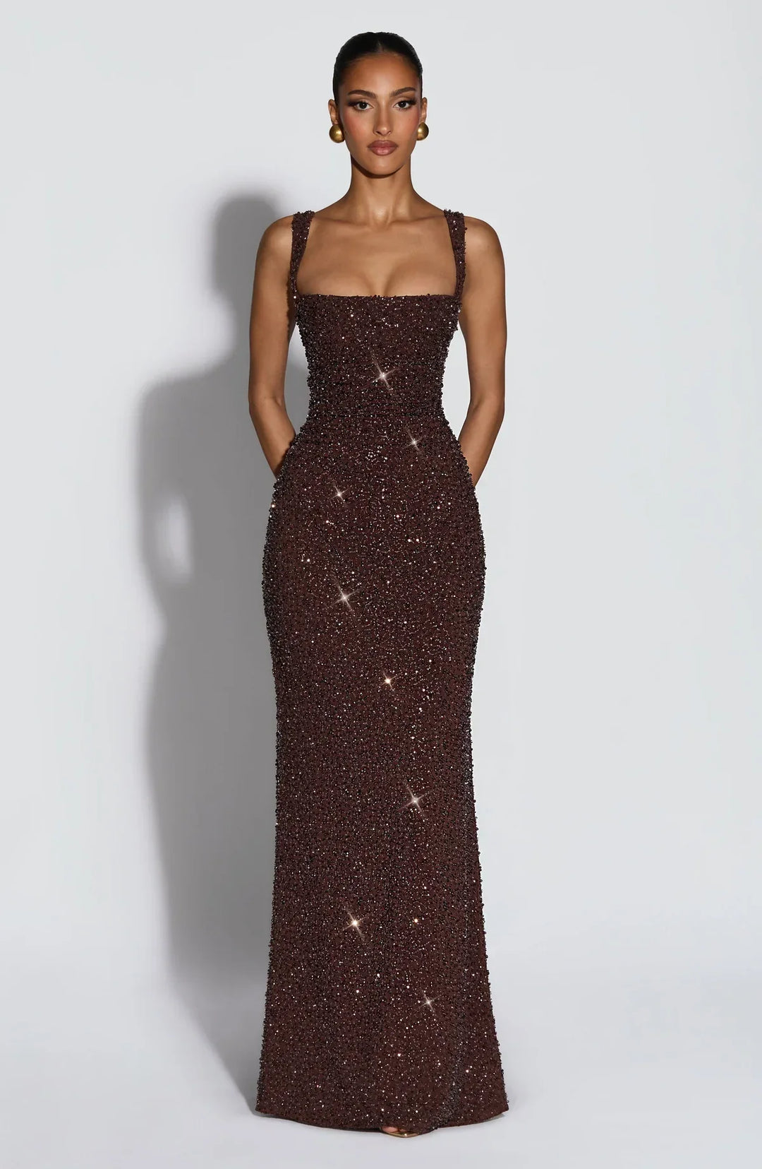 ROSALIND | Glamouröses Maxikleid mit Eckigem Ausschnitt