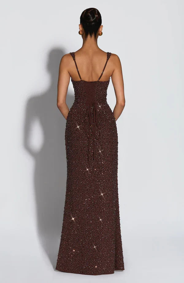 ROSALIND | Glamouröses Maxikleid mit Eckigem Ausschnitt