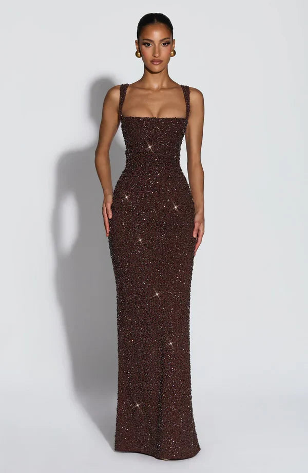 ROSALIND | Glamouröses Maxikleid mit Eckigem Ausschnitt