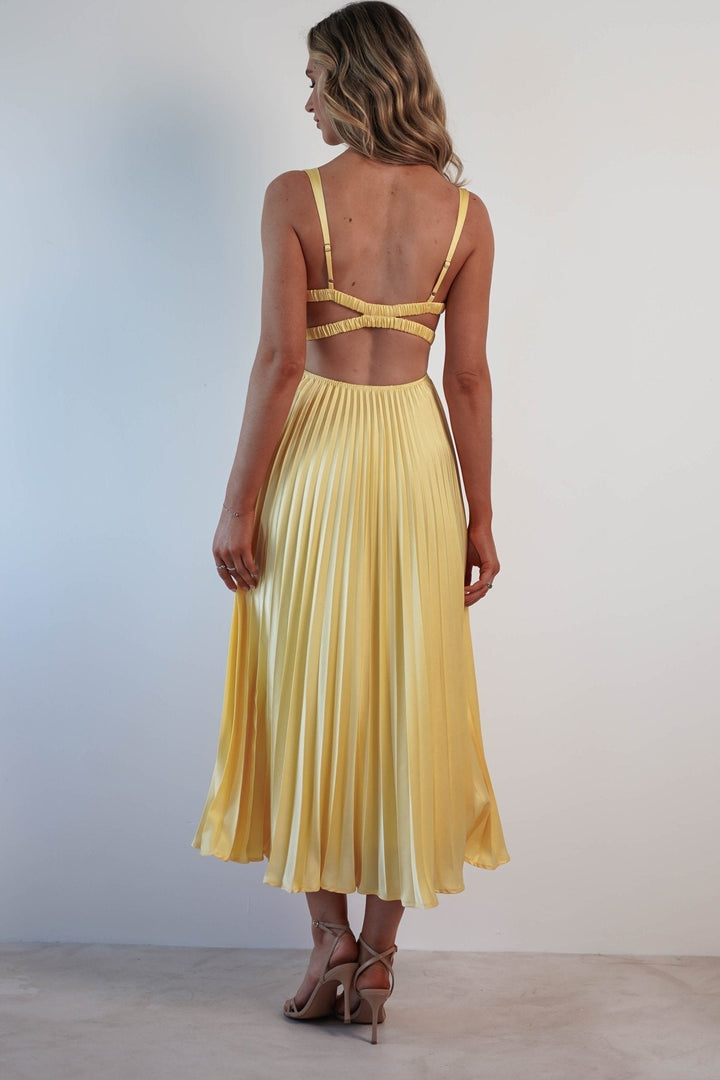 MALKA | Plissee Maxikleid mit Zartem Fall für Hochzeitsgäste