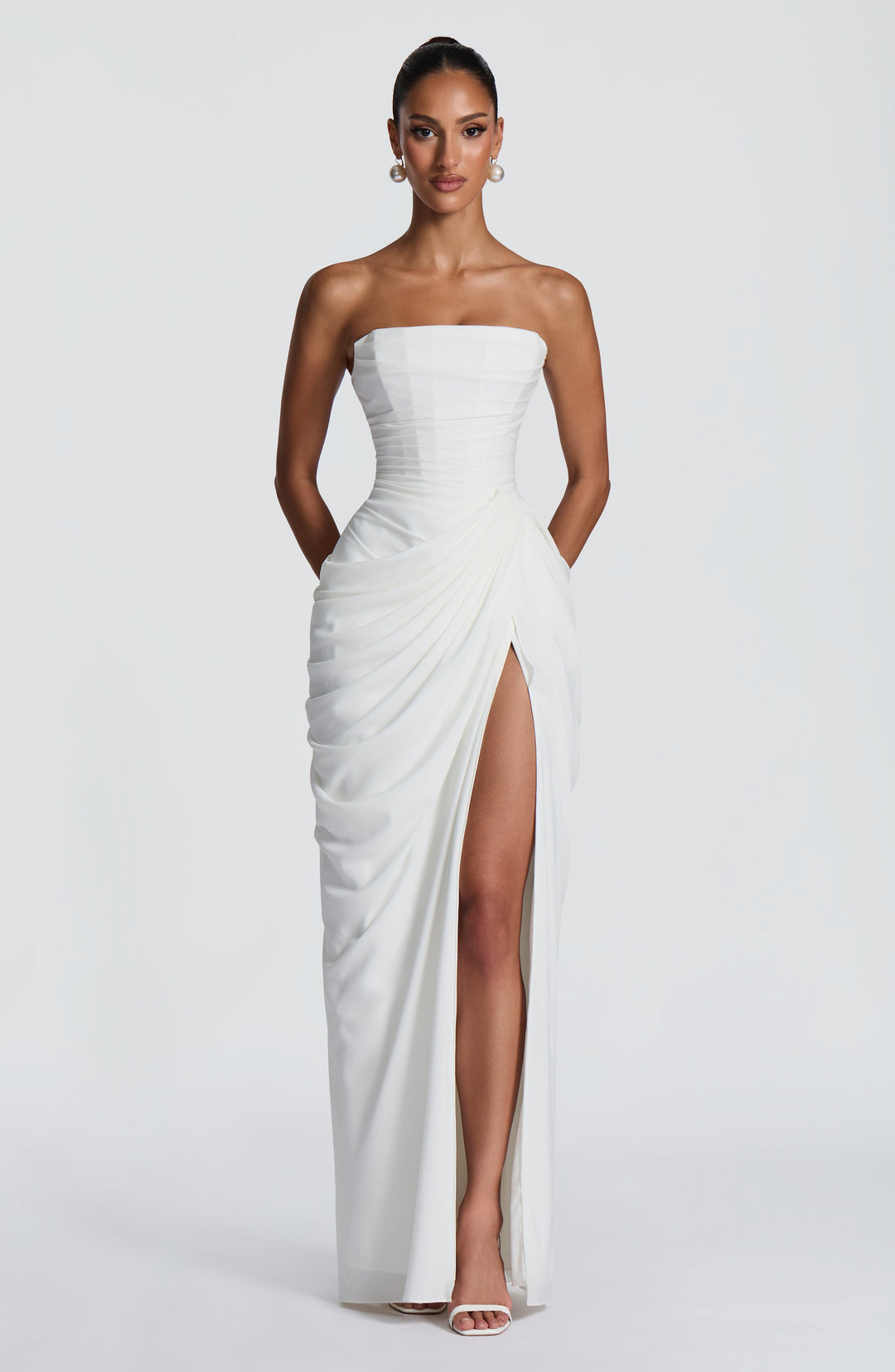HANNAH | Drapiertes Maxikleid mit Schlitz für Hochzeitsgäste