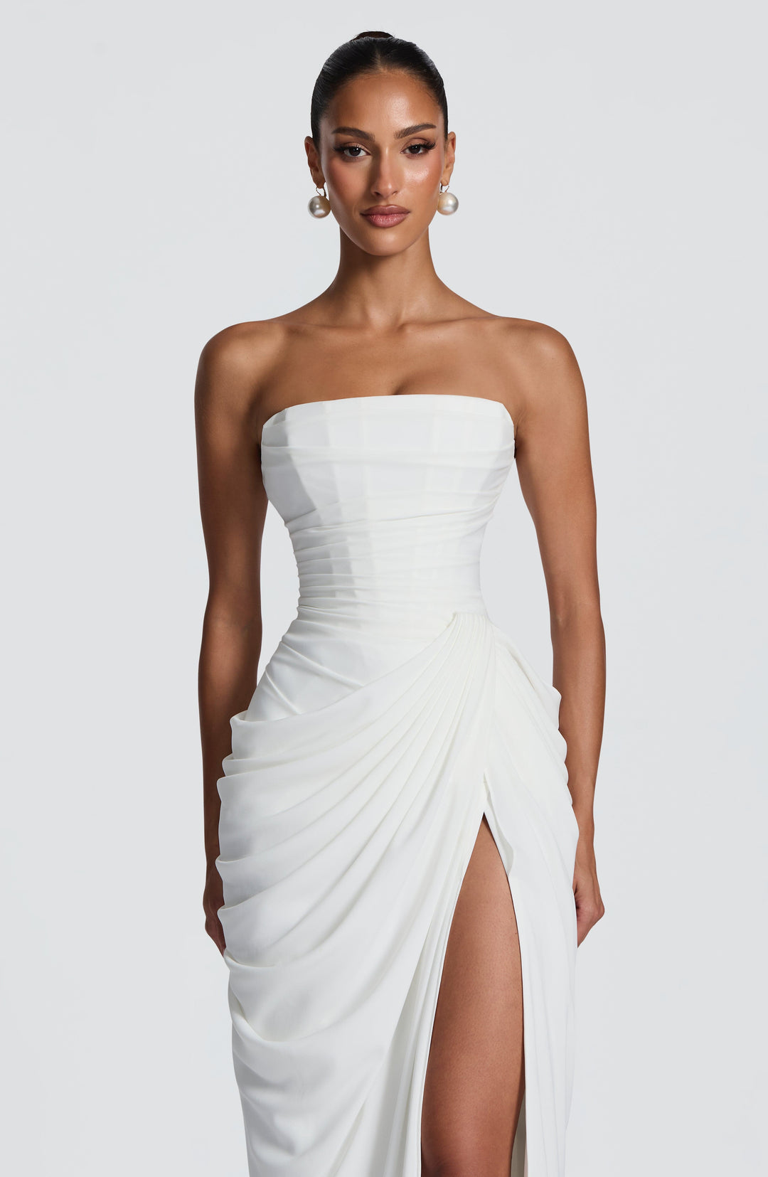 HANNAH | Drapiertes Maxikleid mit Schlitz für Hochzeitsgäste