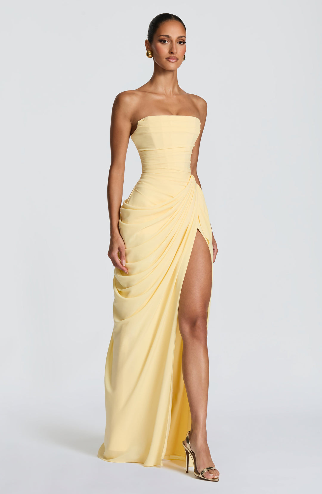 HANNAH | Drapiertes Maxikleid mit Schlitz für Hochzeitsgäste