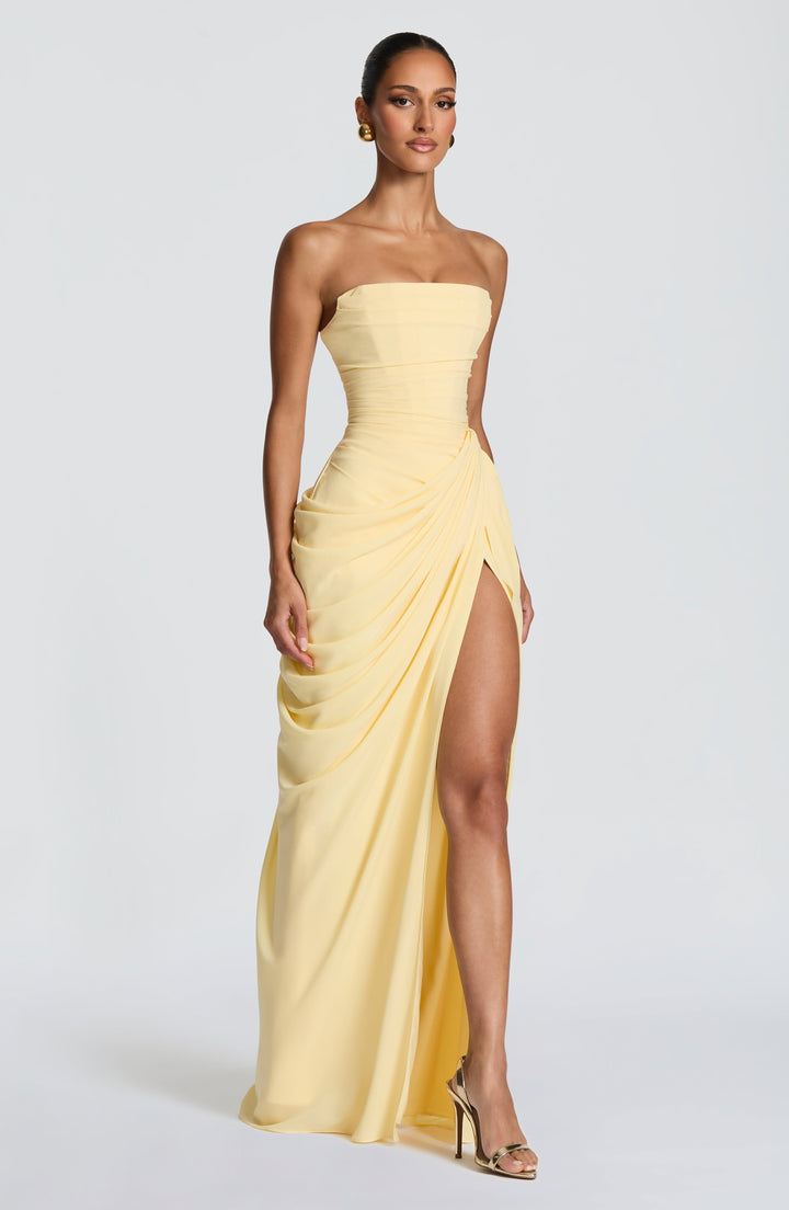 HANNAH | Drapiertes Maxikleid mit Schlitz für Hochzeitsgäste