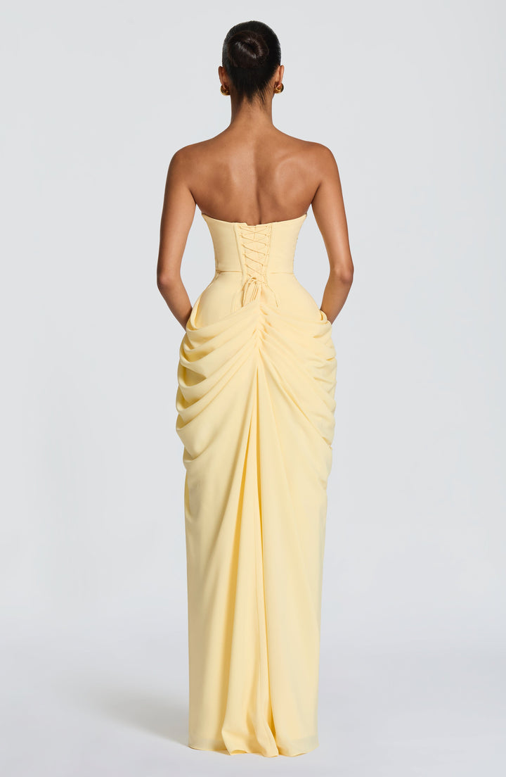 HANNAH | Drapiertes Maxikleid mit Schlitz für Hochzeitsgäste