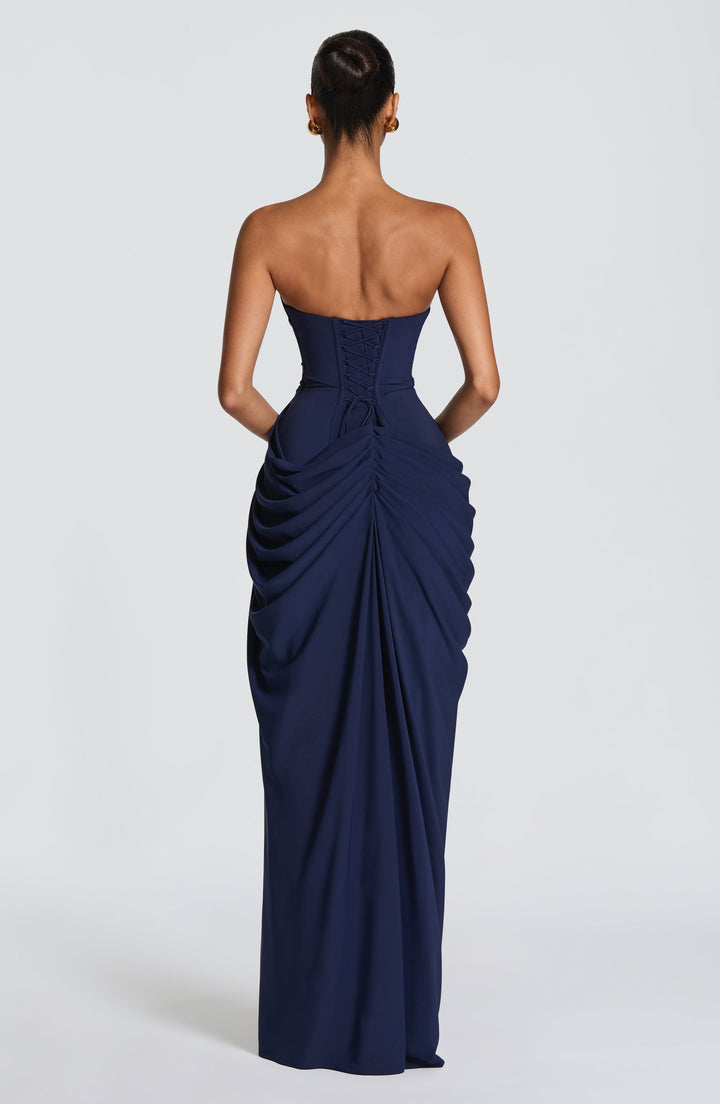 HANNAH | Drapiertes Maxikleid mit Schlitz für Hochzeitsgäste