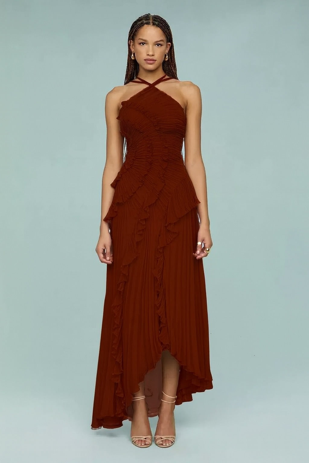 LIYANA | Elegantes Rüschen Maxikleid für Hochzeitsgäste