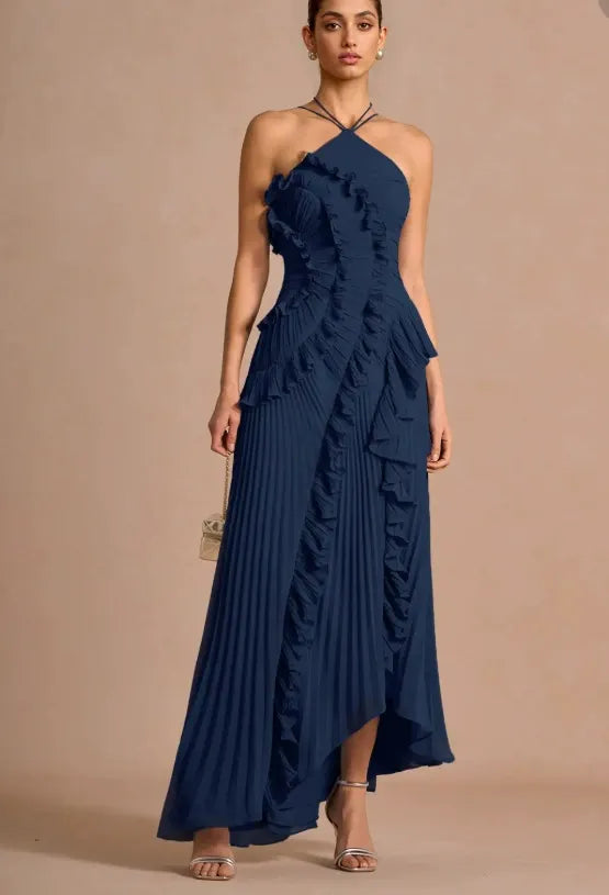 LIYANA | Elegantes Rüschen Maxikleid für Hochzeitsgäste