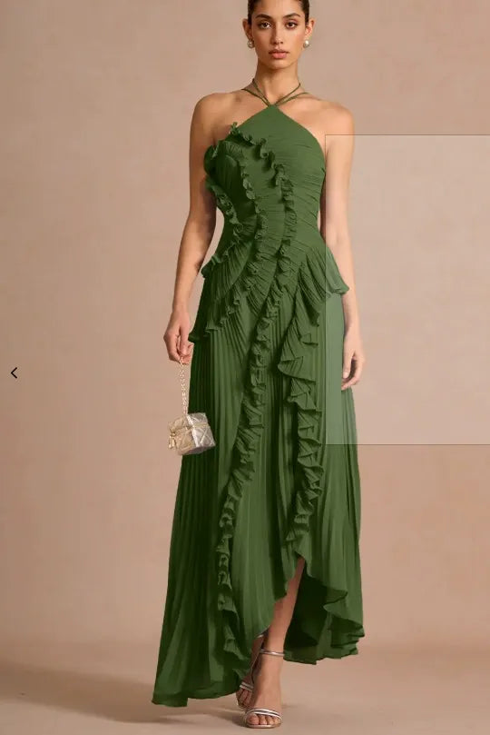 LIYANA | Elegantes Rüschen Maxikleid für Hochzeitsgäste