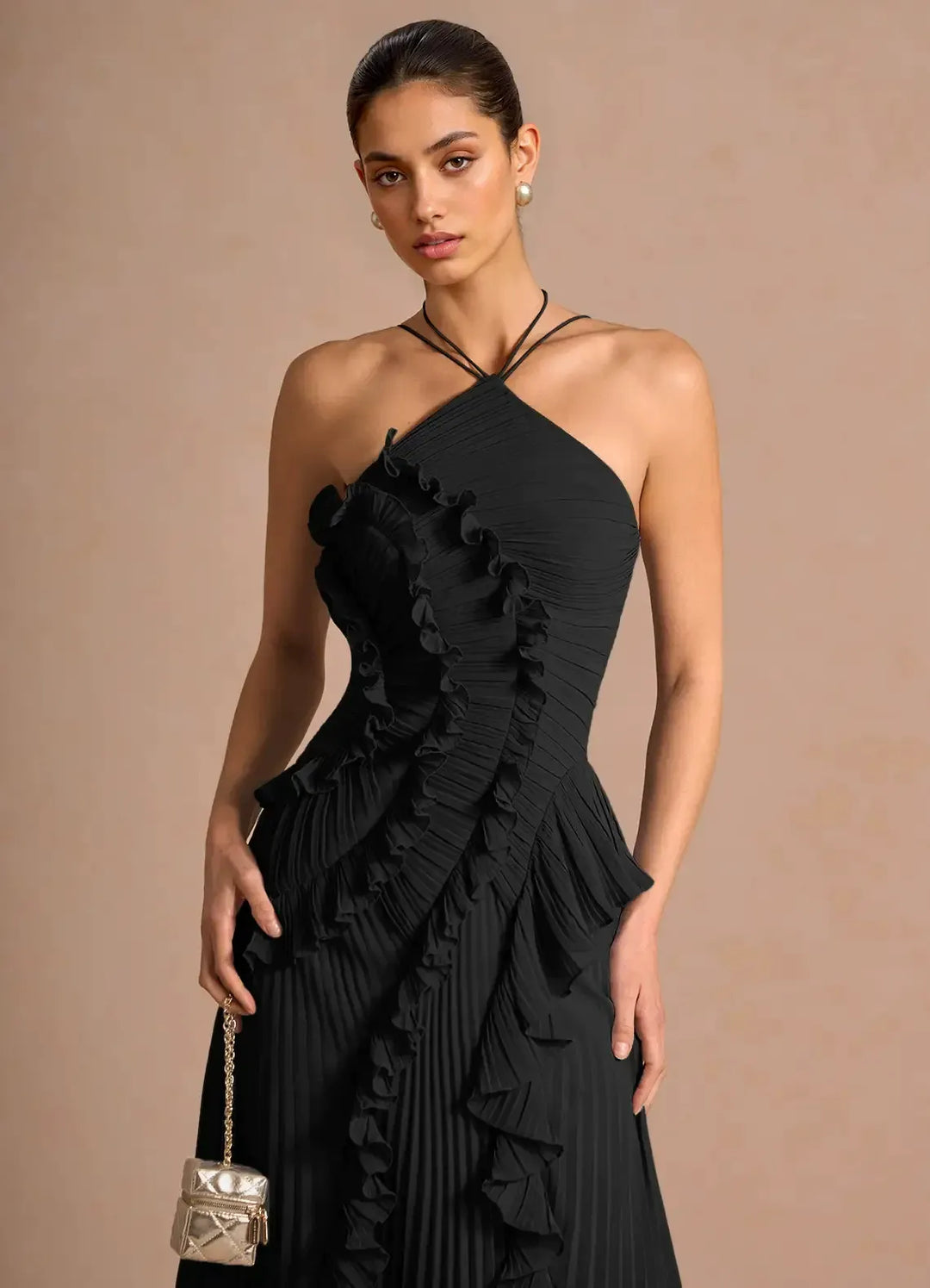 LIYANA | Elegantes Rüschen Maxikleid für Hochzeitsgäste