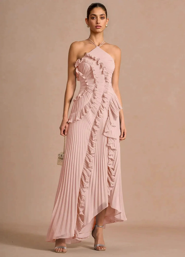 LIYANA | Elegantes Rüschen Maxikleid für Hochzeitsgäste