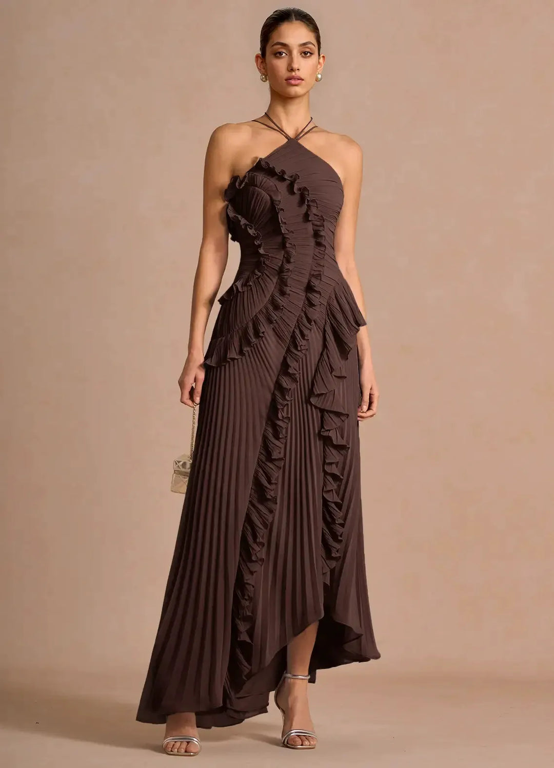 LIYANA | Elegantes Rüschen Maxikleid für Hochzeitsgäste
