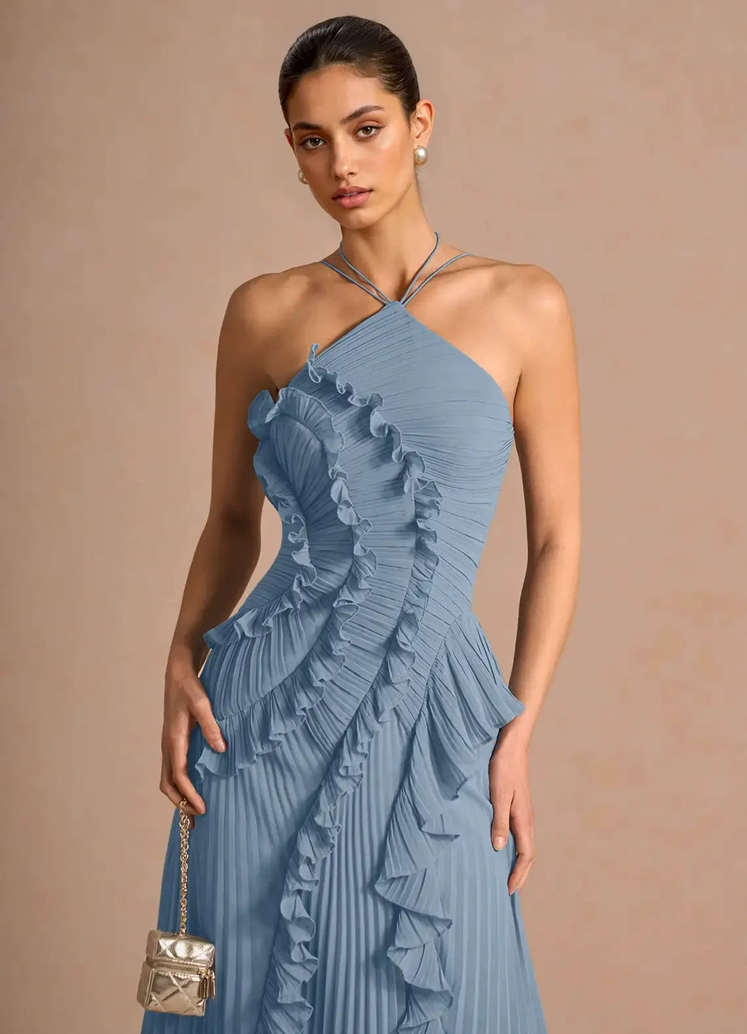 LIYANA | Elegantes Rüschen Maxikleid für Hochzeitsgäste