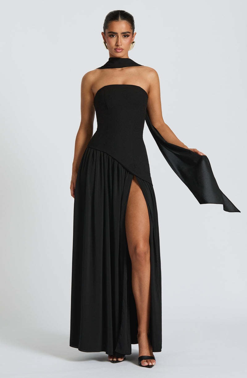 LINA | Trägerloses Maxikleid mit Schlitz für Hochzeitsgäste