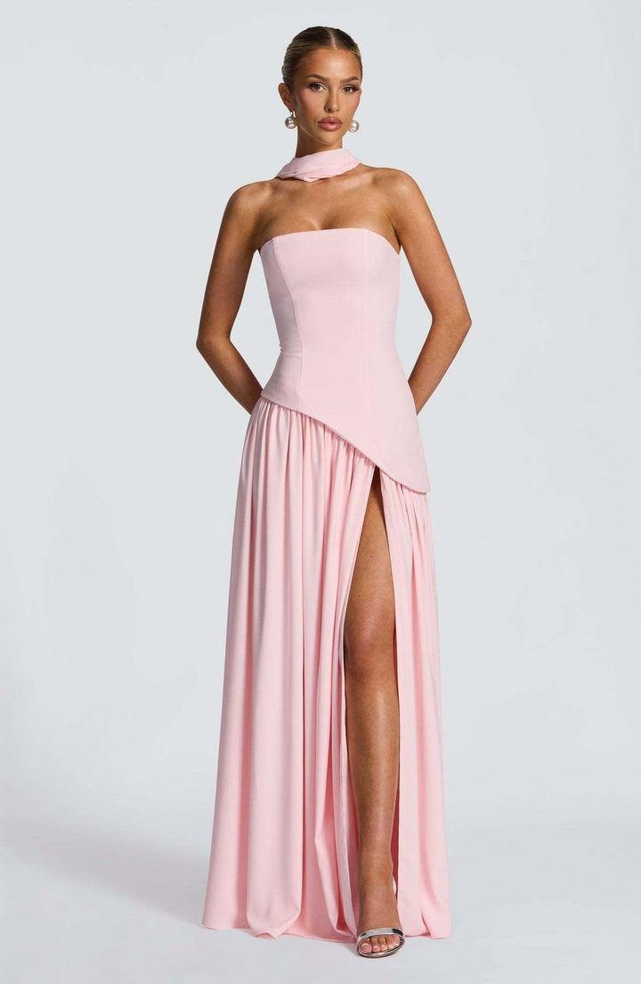LINA | Trägerloses Maxikleid mit Schlitz für Hochzeitsgäste