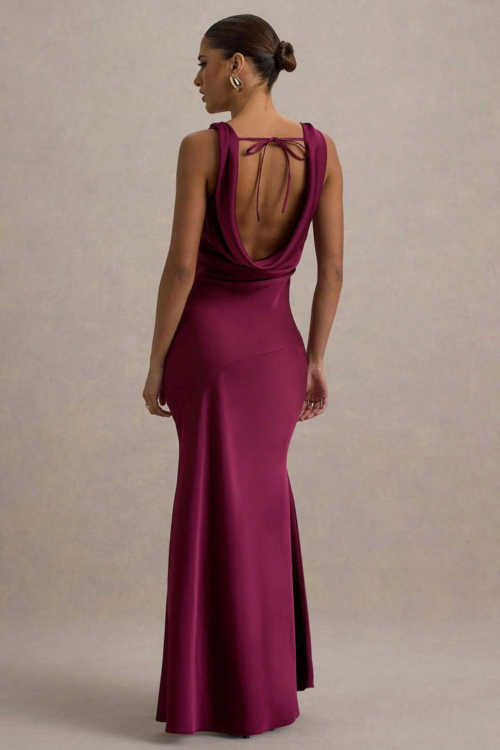 LENA | Minimalistisches Maxikleid mit Drapiertem Ausschnitt