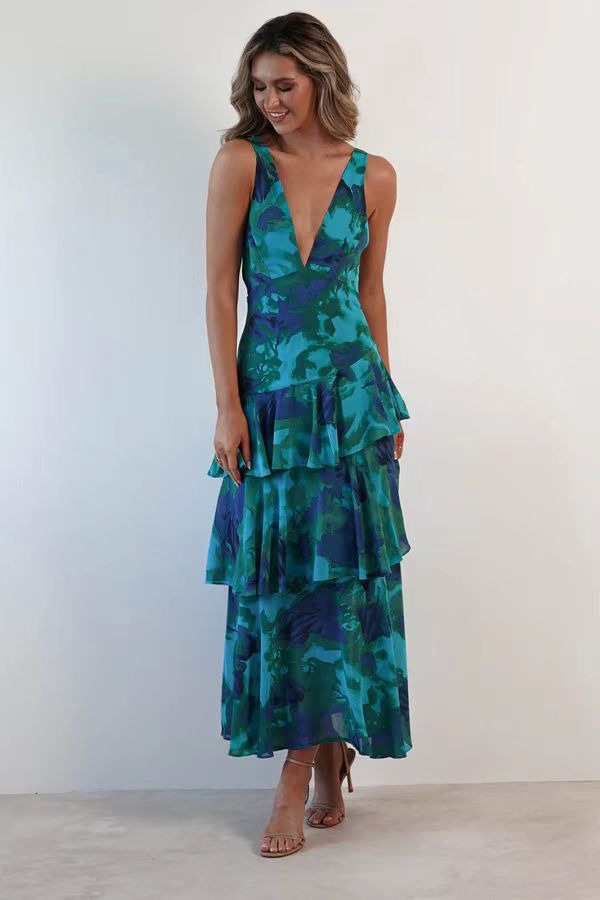 LISA | Florales Volant Maxikleid für die Sommerhochzeit