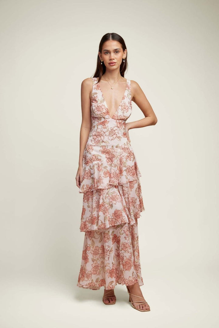 LISA | Florales Volant Maxikleid für die Sommerhochzeit