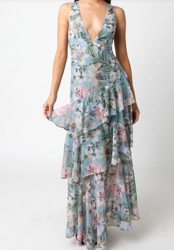 LISA | Florales Volant Maxikleid für die Sommerhochzeit