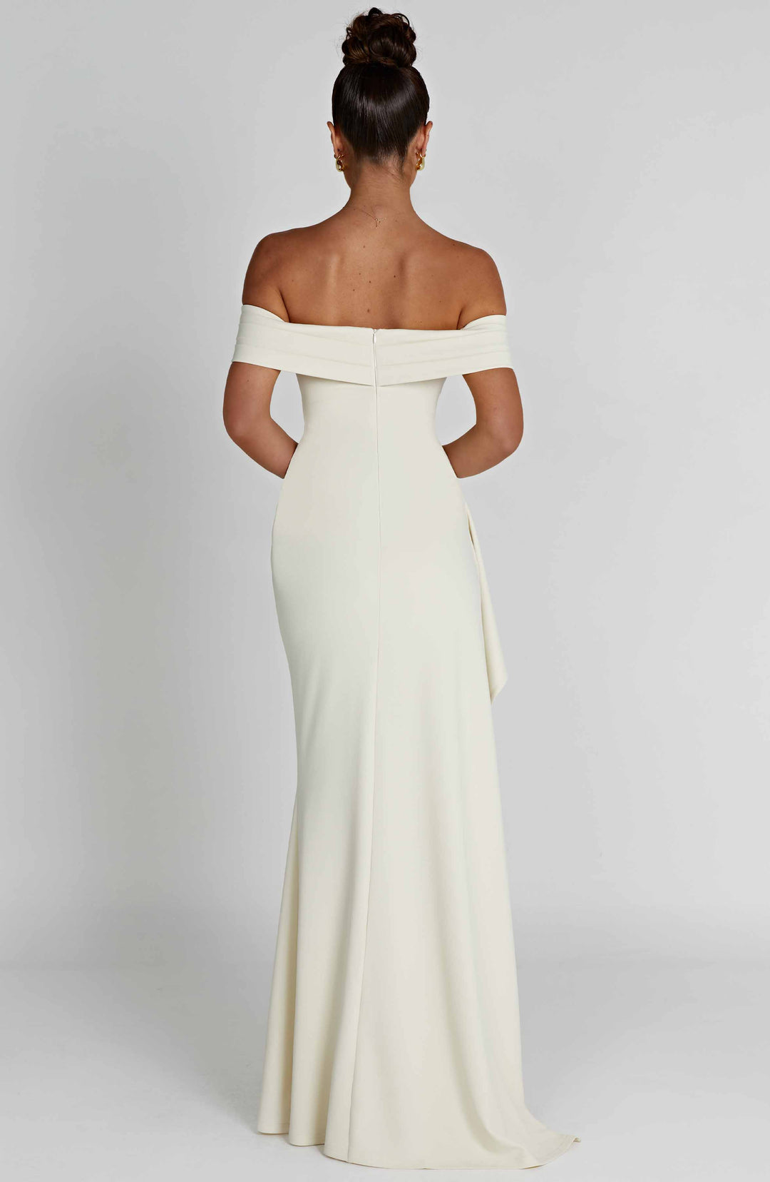 KIM | Off-Shoulder Satin Maxikleid für Hochzeitsgäste