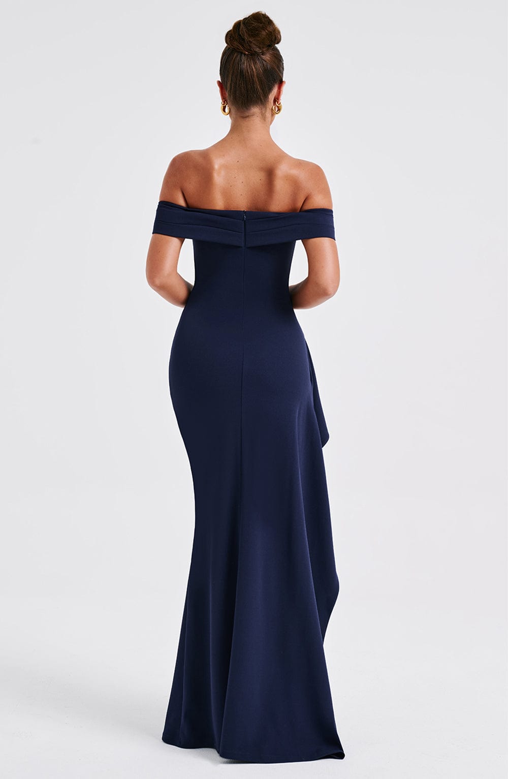 KIM | Off-Shoulder Satin Maxikleid für Hochzeitsgäste