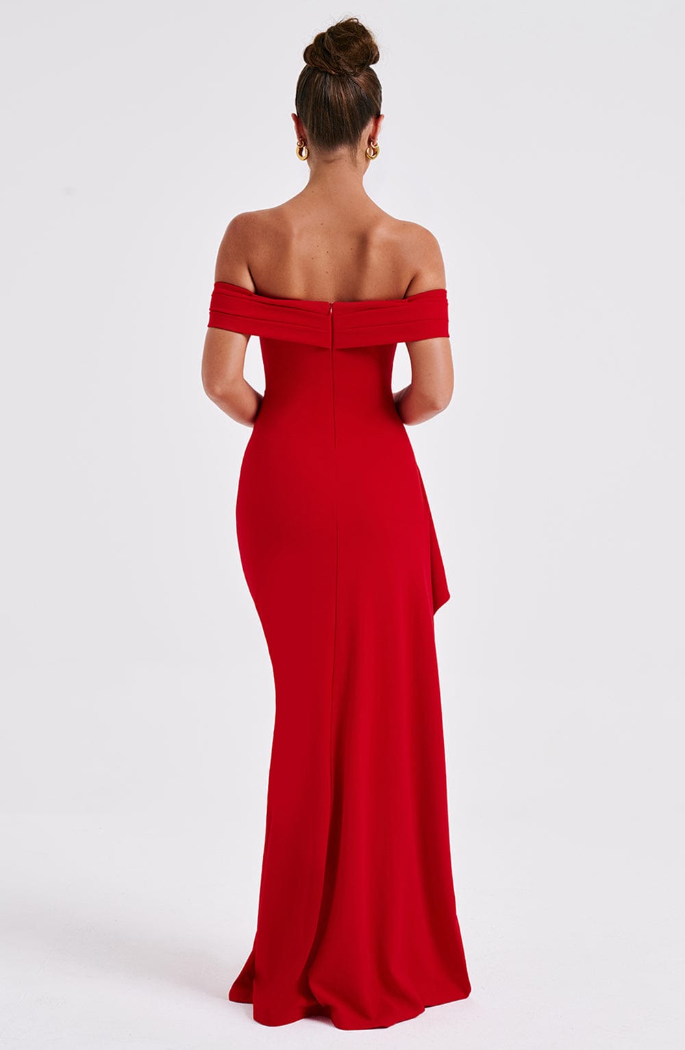 KIM | Off-Shoulder Satin Maxikleid für Hochzeitsgäste
