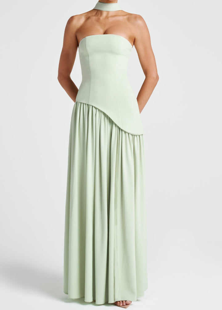 LINA | Trägerloses Maxikleid mit Schlitz für Hochzeitsgäste