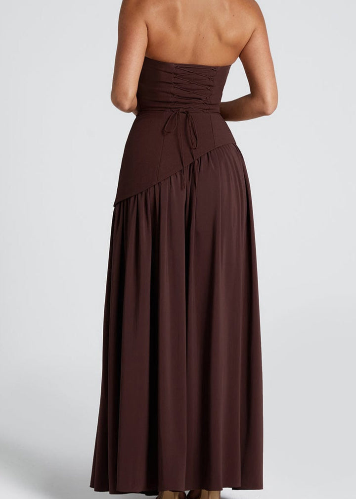 LINA | Trägerloses Maxikleid mit Schlitz für Hochzeitsgäste