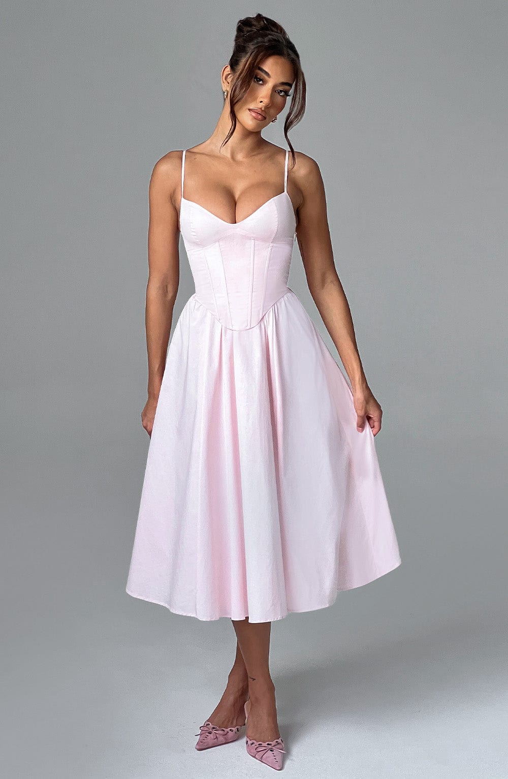 MAILEEN | Elegantes Corsage Midikleid für Hochzeitsgäste