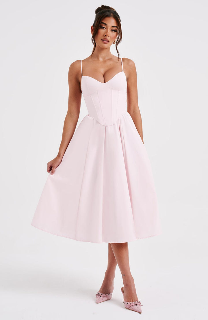 MAILEEN | Elegantes Corsage Midikleid für Hochzeitsgäste