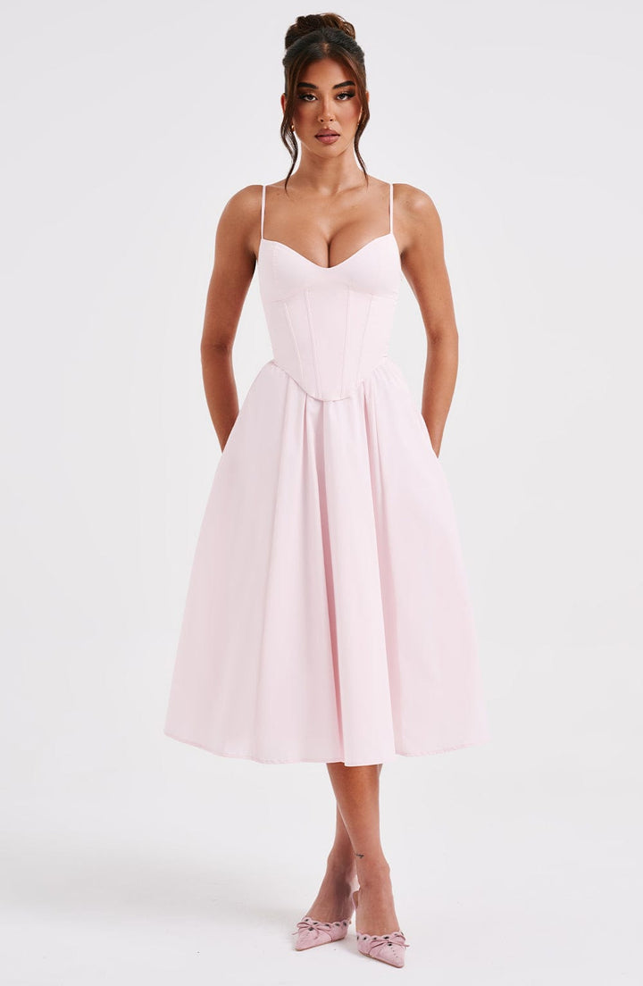 MAILEEN | Elegantes Corsage Midikleid für Hochzeitsgäste