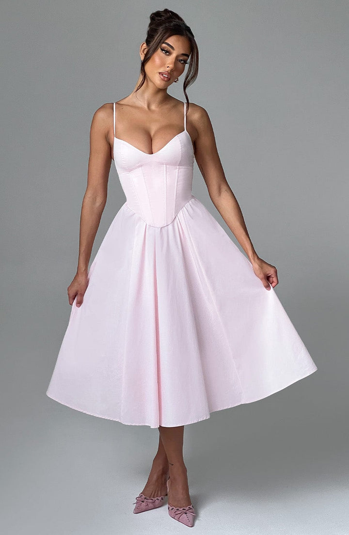 MAILEEN | Elegantes Corsage Midikleid für Hochzeitsgäste