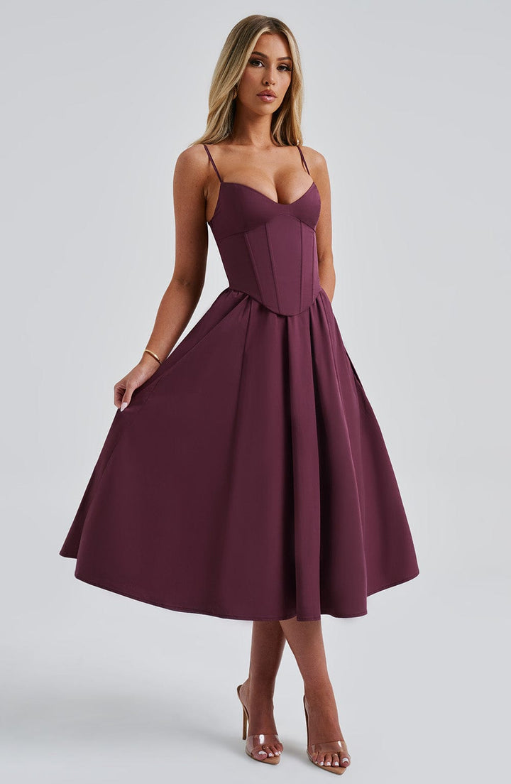 MAILEEN | Elegantes Corsage Midikleid für Hochzeitsgäste