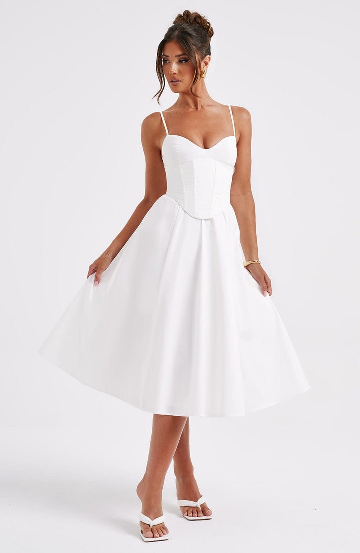 MAILEEN | Elegantes Corsage Midikleid für Hochzeitsgäste