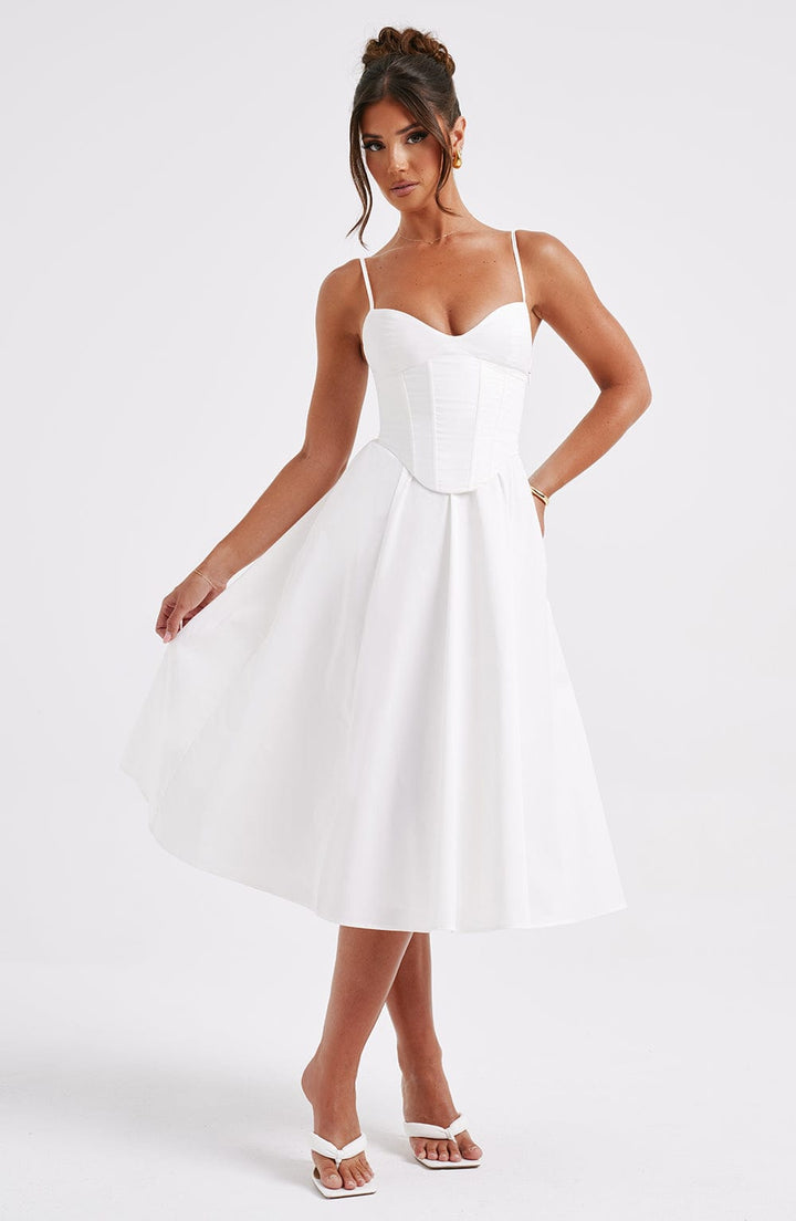 MAILEEN | Elegantes Corsage Midikleid für Hochzeitsgäste