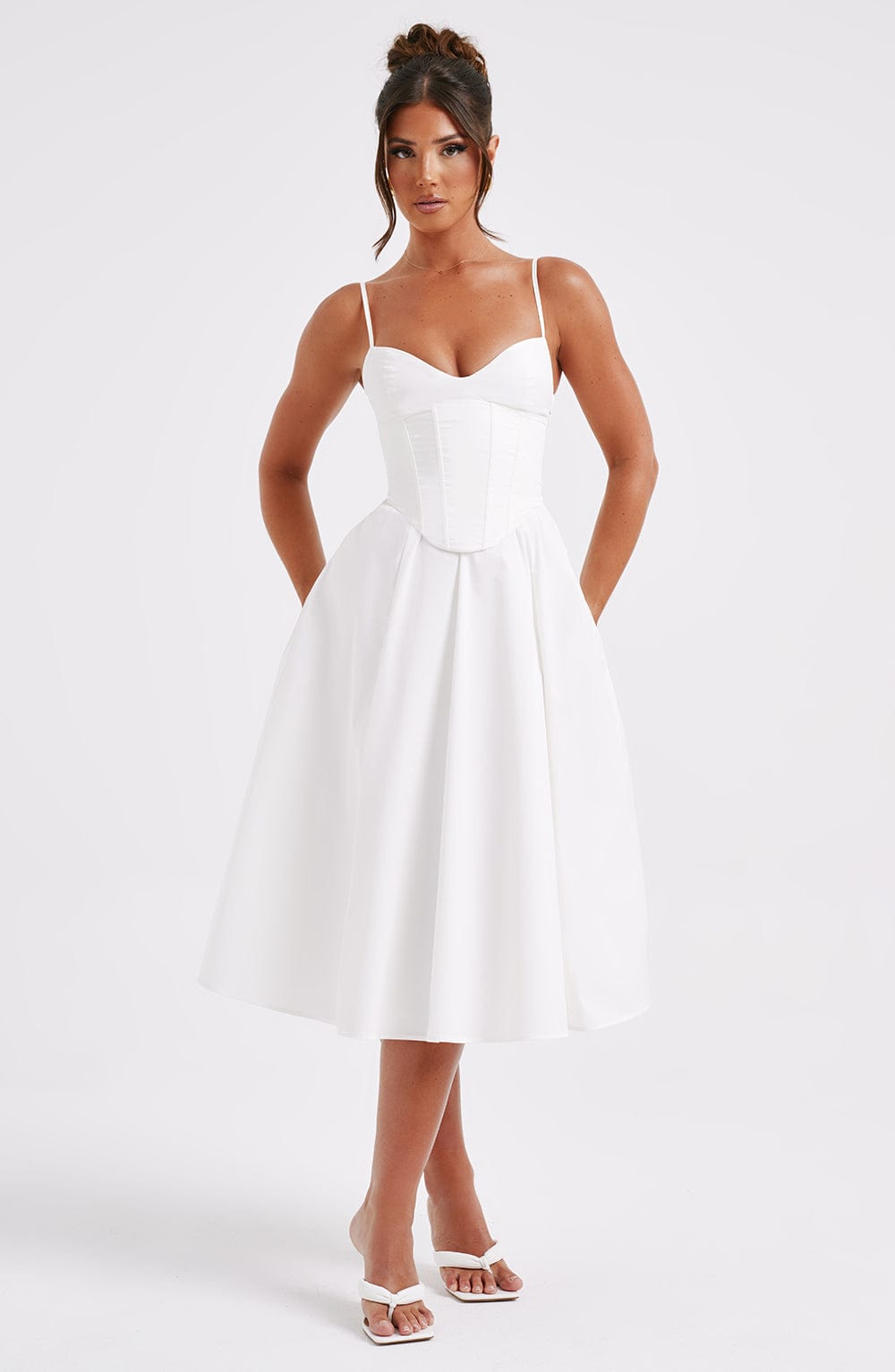 MAILEEN | Elegantes Corsage Midikleid für Hochzeitsgäste