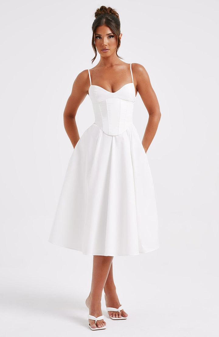 MAILEEN | Elegantes Corsage Midikleid für Hochzeitsgäste
