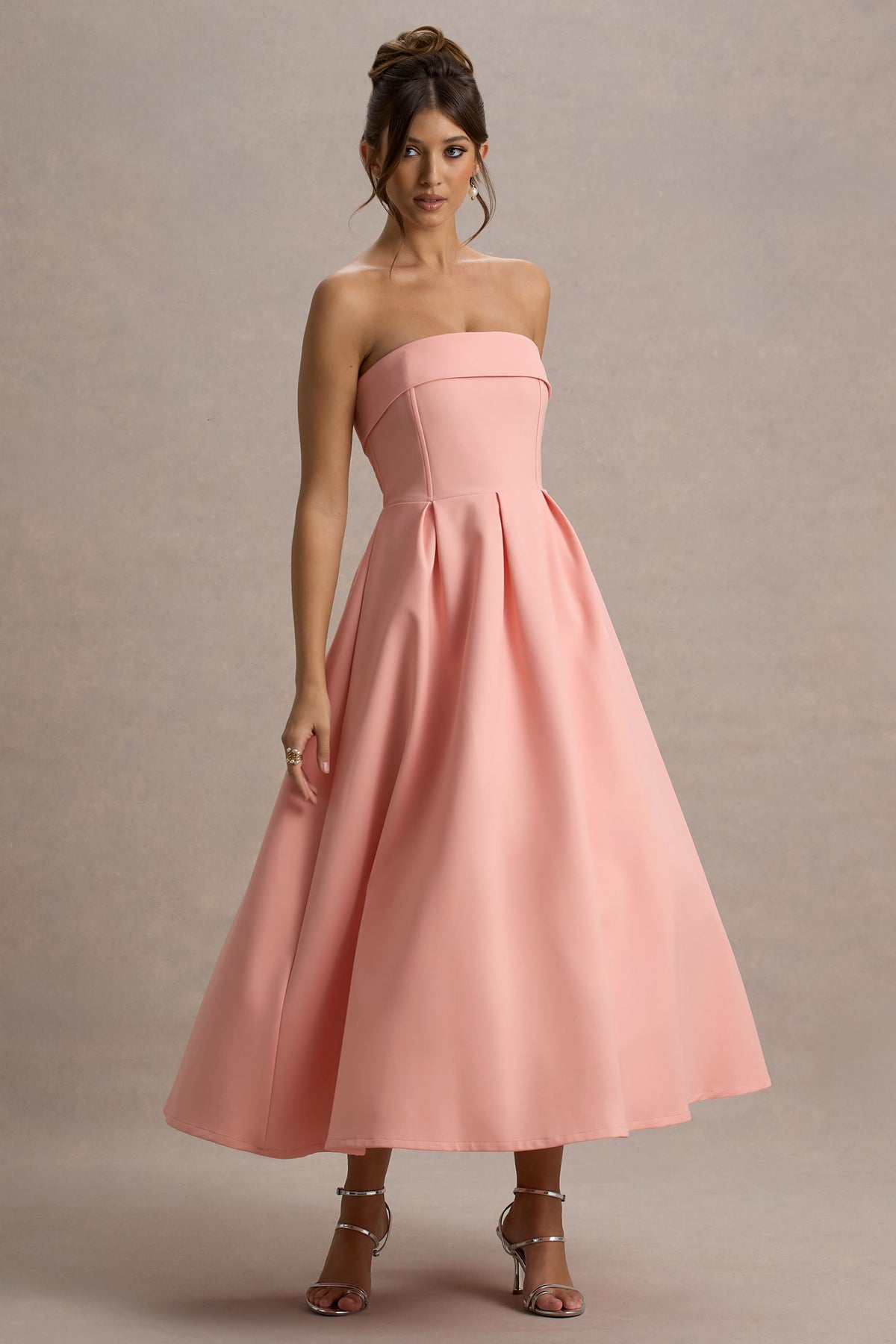 ANNE | Schulterfreies Midikleid für Hochzeitsgäste