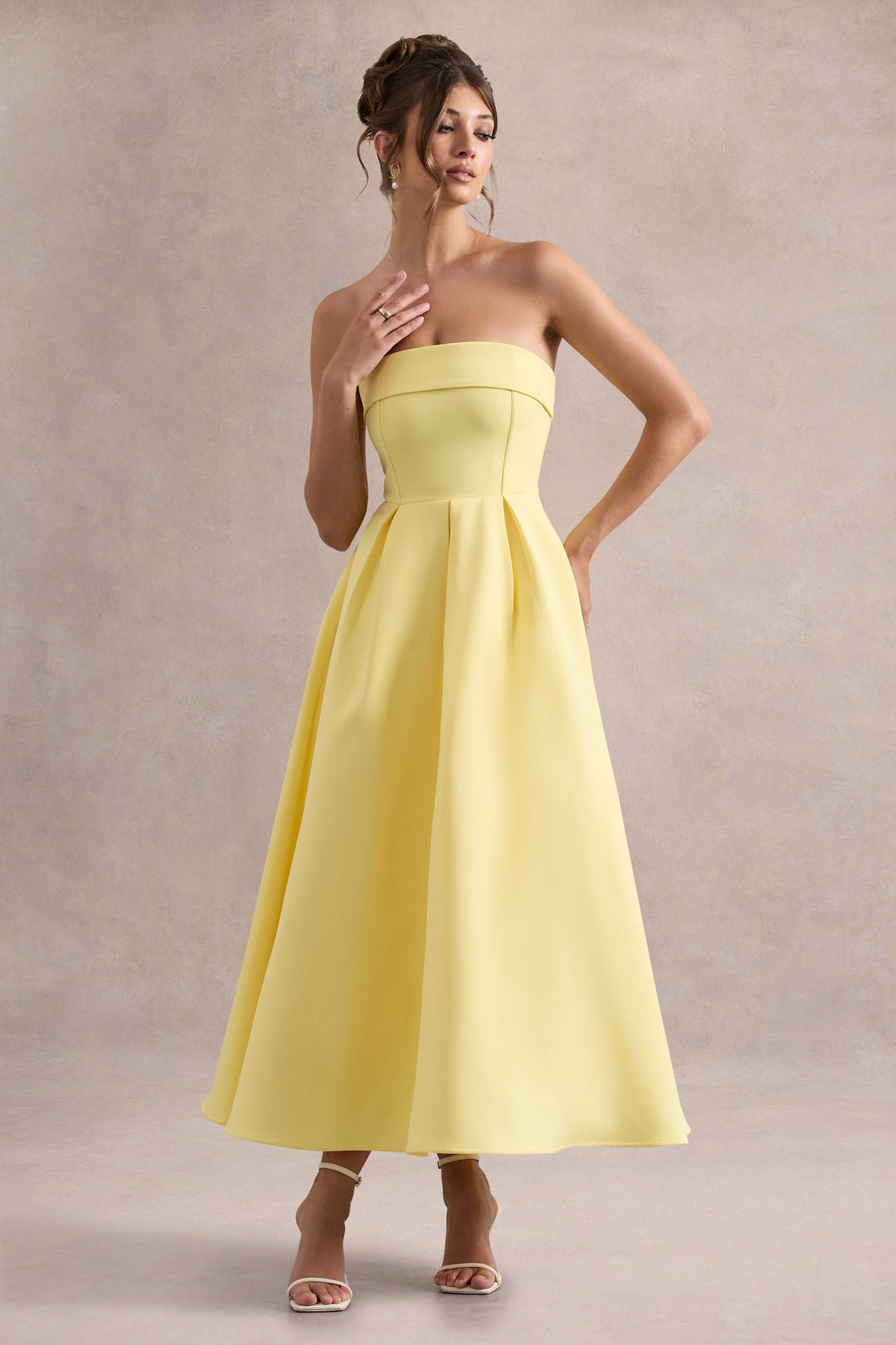 ANNE | Schulterfreies Midikleid für Hochzeitsgäste