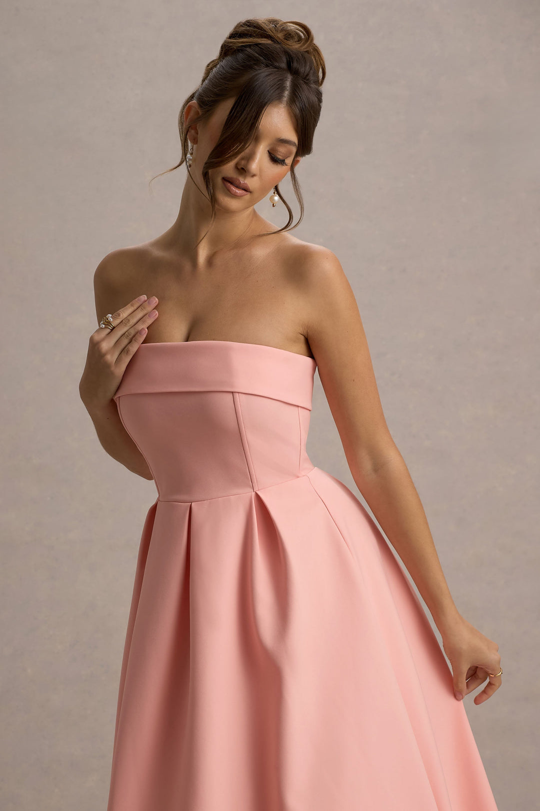 ANNE | Schulterfreies Midikleid für Hochzeitsgäste